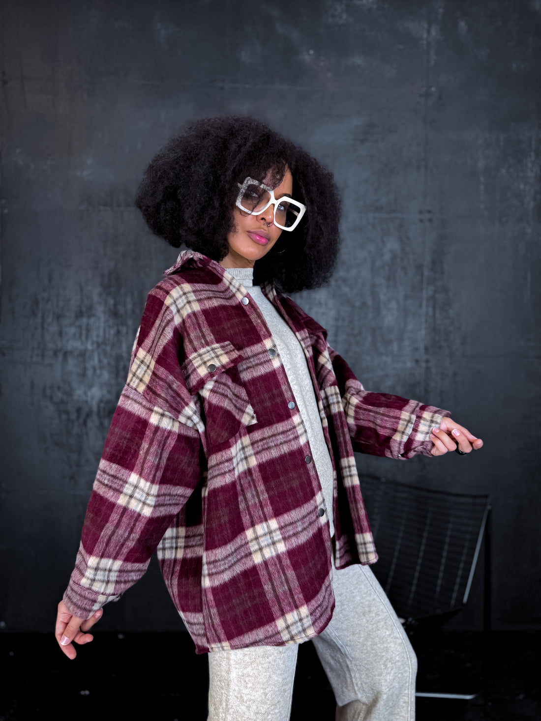 Check shirt "RAINY DAY" VMC58 – BURGUNDY