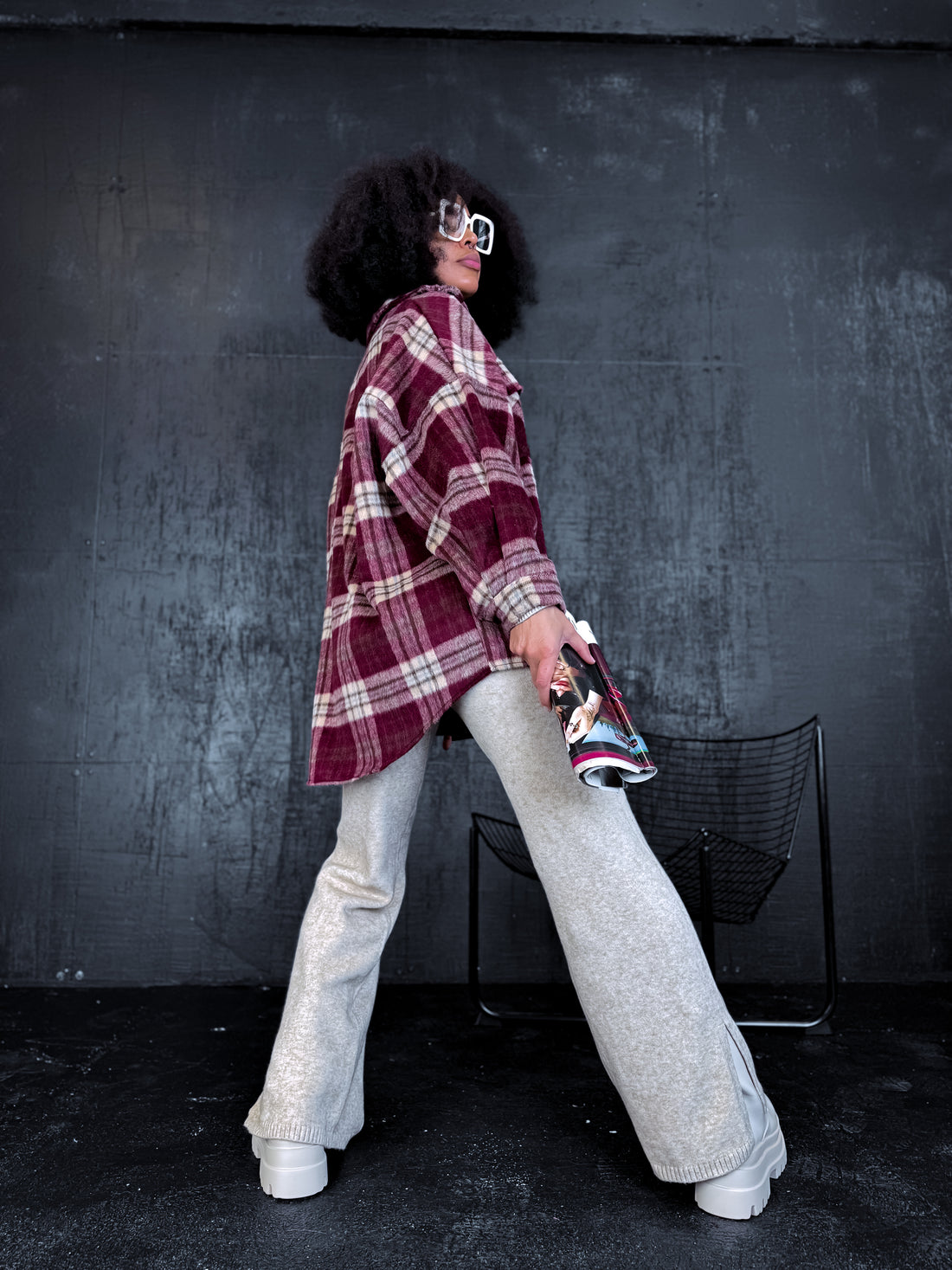 Check shirt "RAINY DAY" VMC58 – BURGUNDY