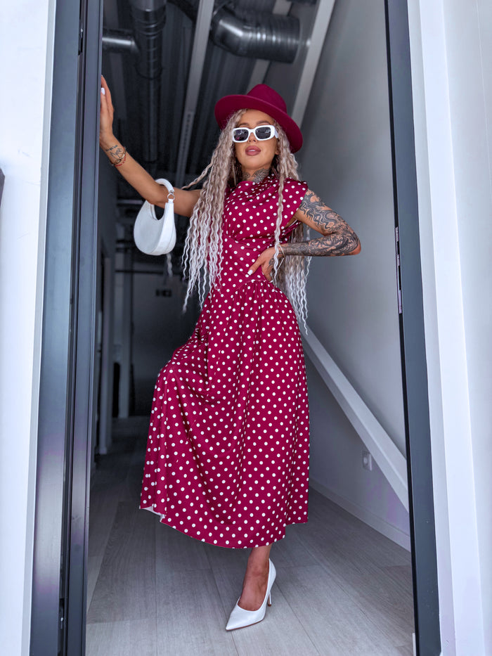DOTTED dress "TOO MUCH" 1367 - BORDEAUX