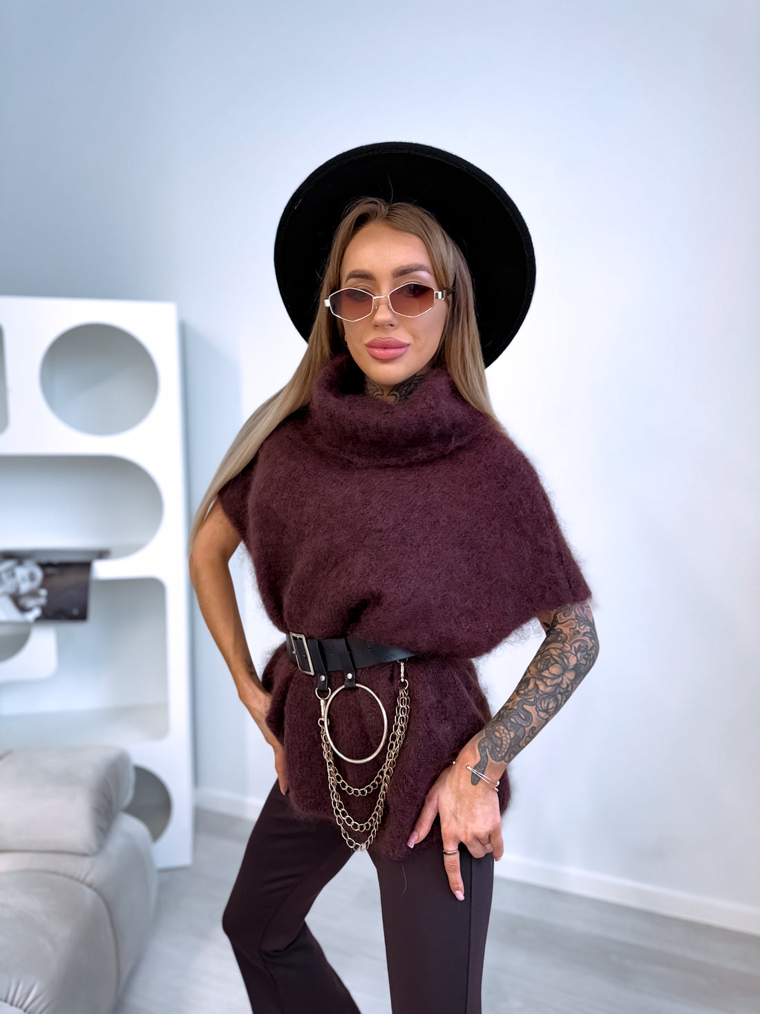 Mohair vest "SEARCH" 81027 - CHOCO