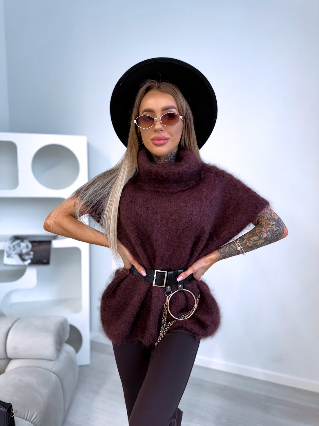 Mohair vest "SEARCH" 81027 - CHOCO