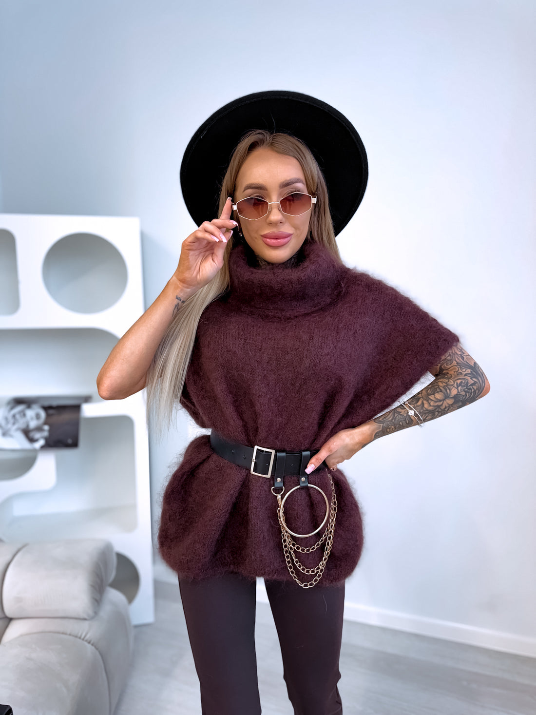 Mohair vest "SEARCH" 81027 - CHOCO