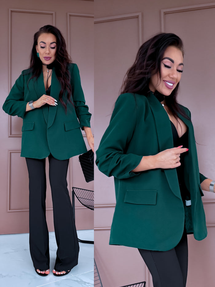 Emerald green, ONE SIZE jacket + black top 