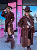 Svītrota raksta mētelis "MILADY" 88082 - CHOCO