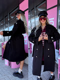 Svītrota raksta mētelis "MILADY" 88082 - MELNS