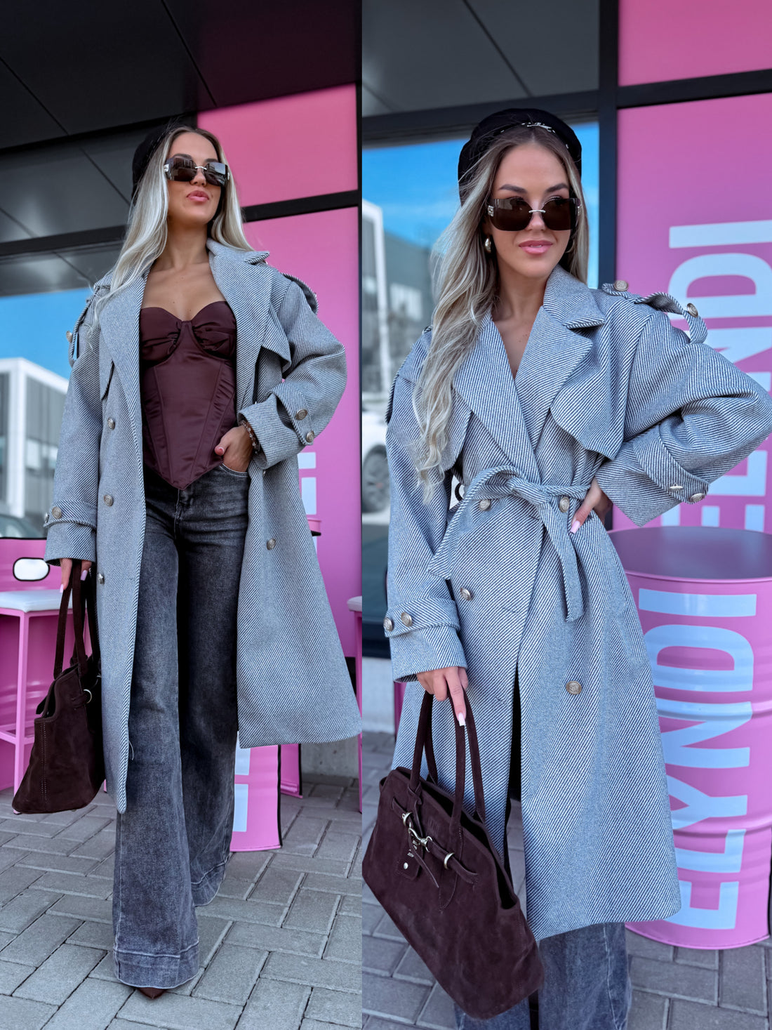 Svītrota raksta mētelis "MILADY" 88082 - PELĒKS