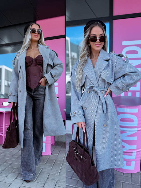 Svītrota raksta mētelis "MILADY" 88082 - PELĒKS