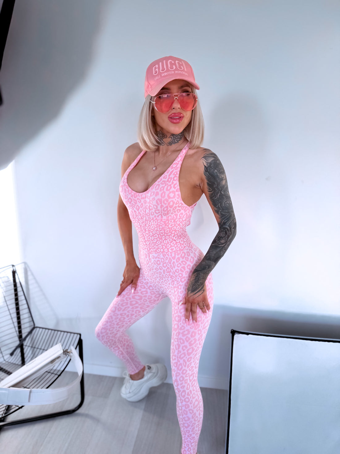 ELYNDI jumpsuit "LEOPARDY SL318" - SOFT PINK