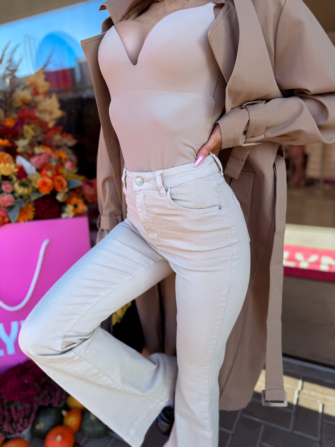 FLARED džinsai „PURE BEIGE“ 9505
