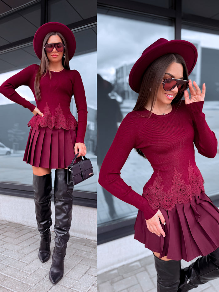 Megztas viršus "DAILA" 20663 - BORDO