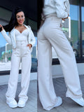 TRENDY, classic pants with buttons - LIGHT BEIGE