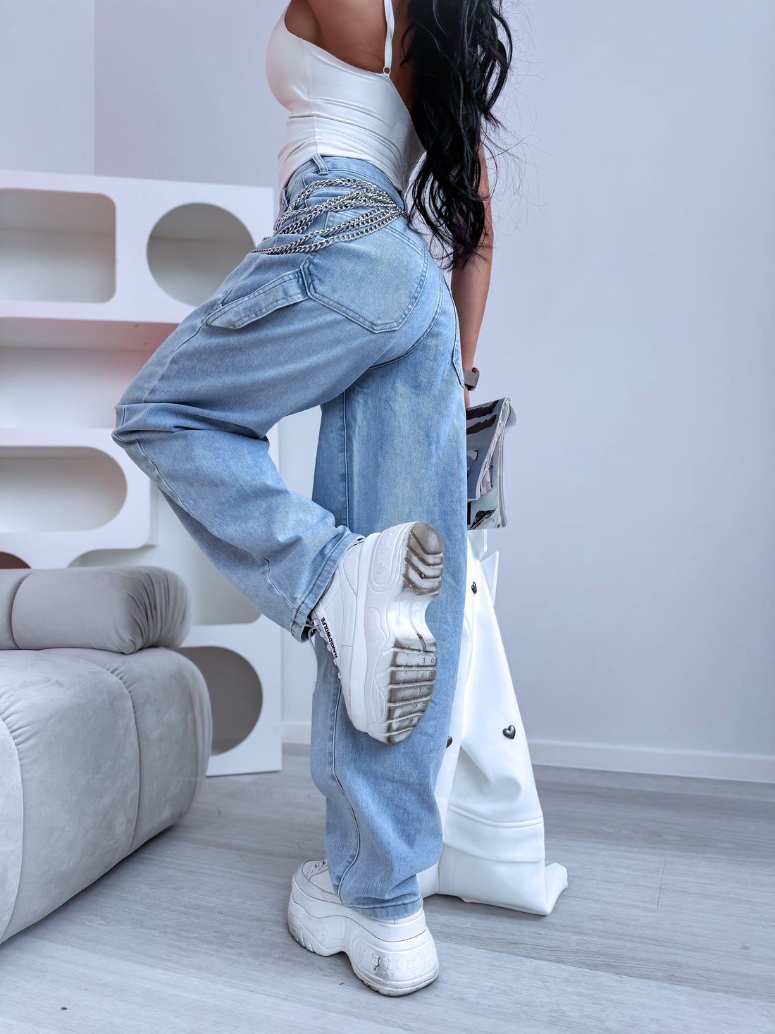 "SKY JEANS" 8756  - GAIŠI ZILAS