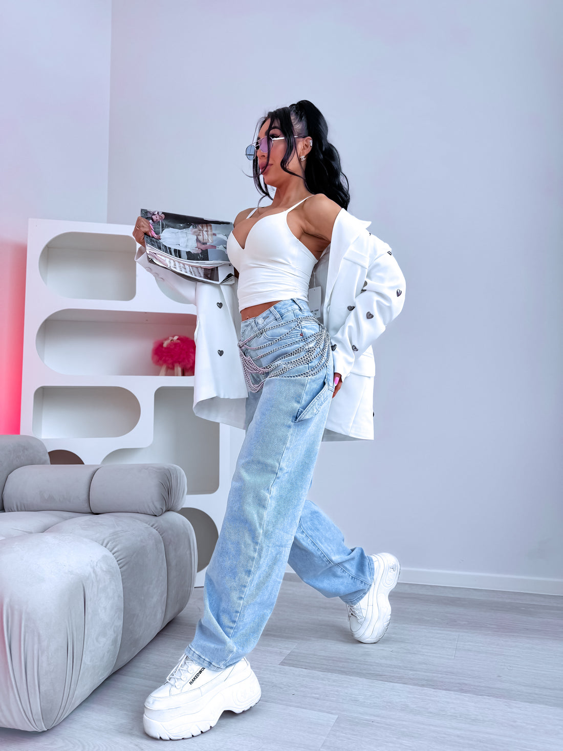 "SKY JEANS" 8756  - GAIŠI ZILAS