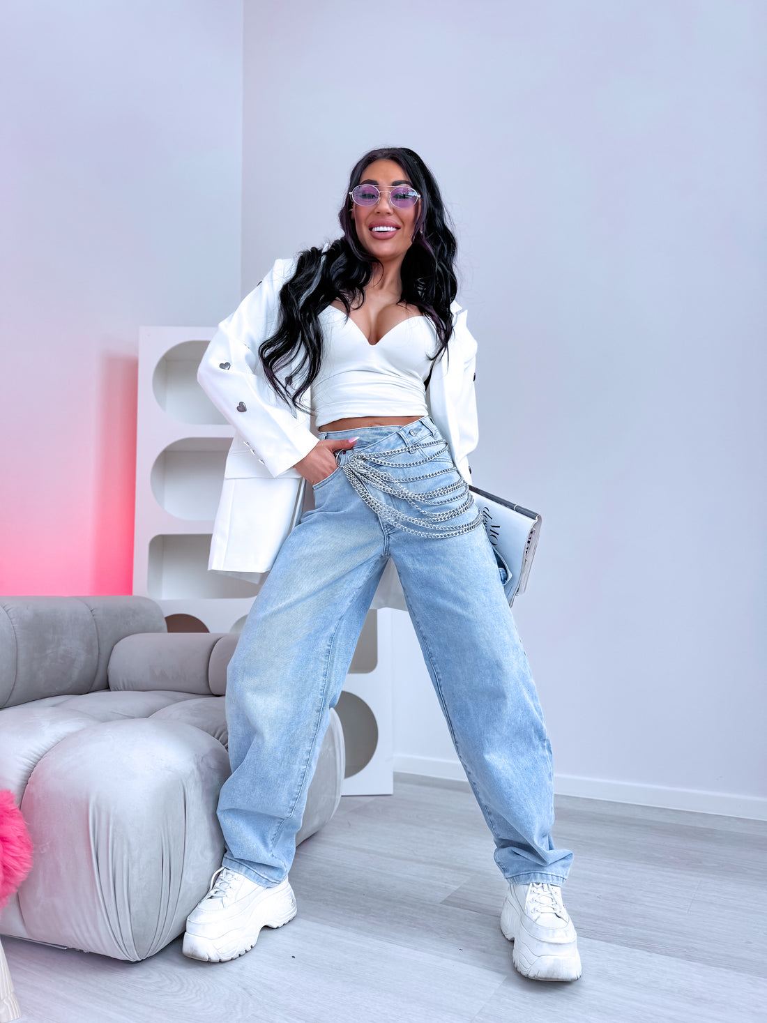 "SKY JEANS" 8756  - GAIŠI ZILAS