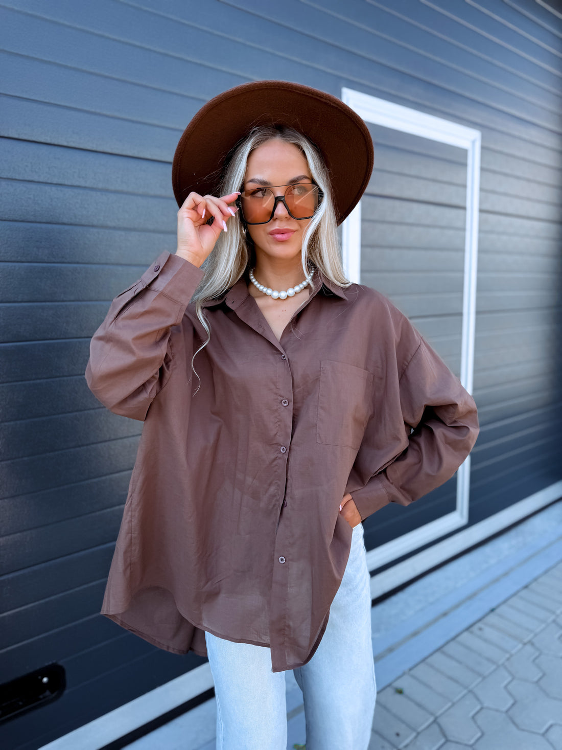 Kokvilnas krekls "APPOINTMENT" H12783 - CHOCO