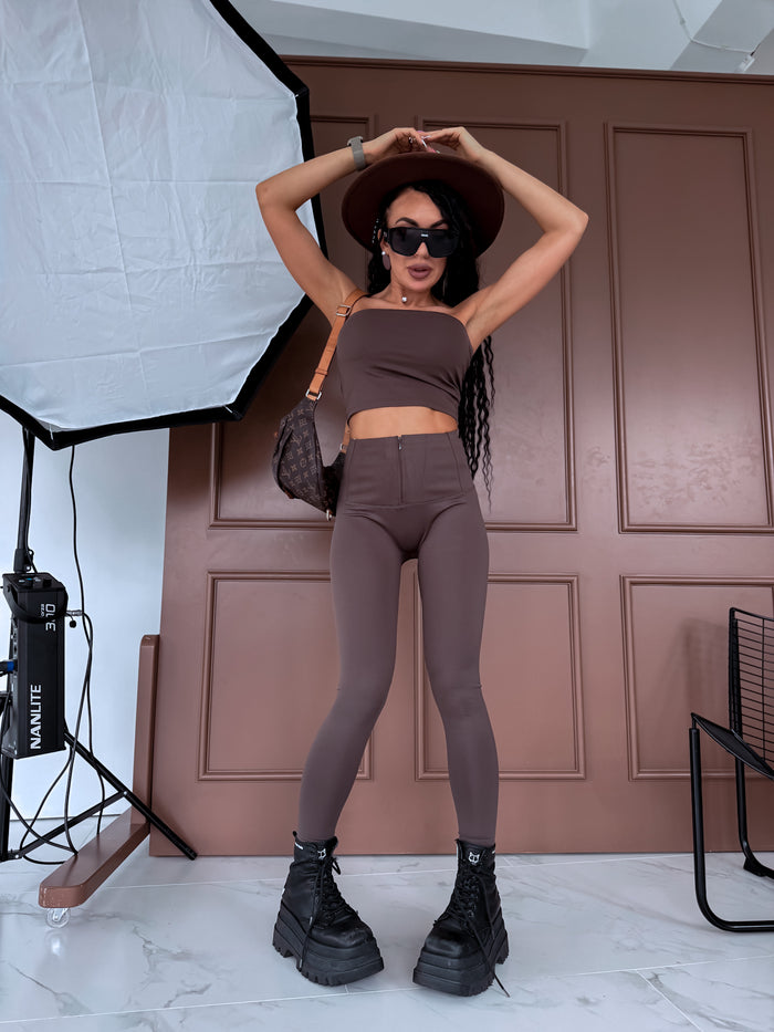 CORRECTIVE leggings "BLACK GOLD" - CHOCO 