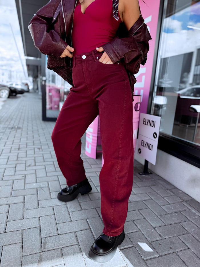 "FADED" džinsai F108 - bordo