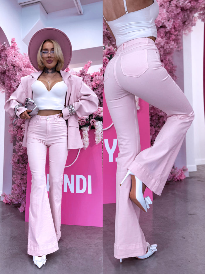 Platėjančios džinsinės kelnės "PURE PINK" 9505-9A