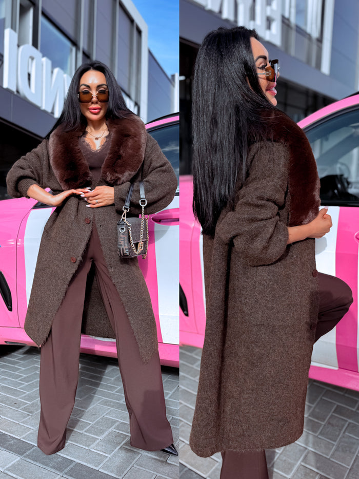Adīts mētelis "OUTFIT THERAPY" 10073 - CHOCO
