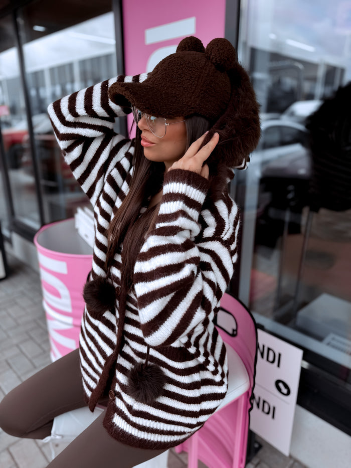 Adīta jaka "COCOA TOUCH" 12711 - CHOCO AR BALTU