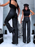 WIDE LEG bikses HM6709 "BLACK LEATHER" PRE-ORDER
