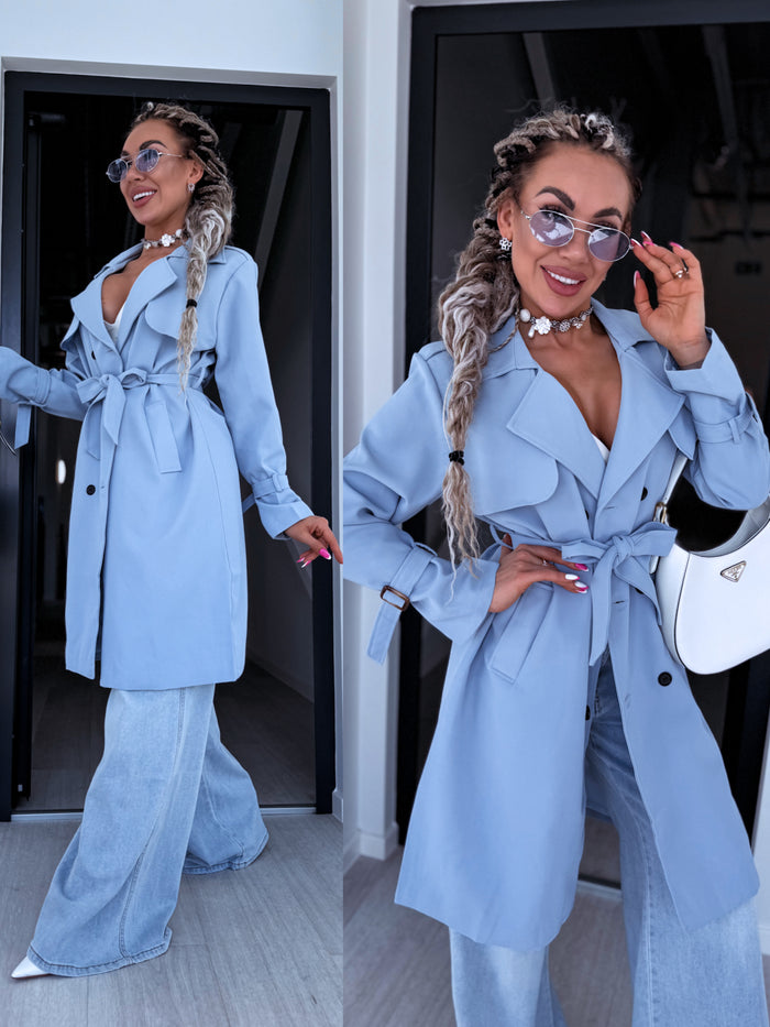 Extended trench coat "Spring season 6180" - light blue 