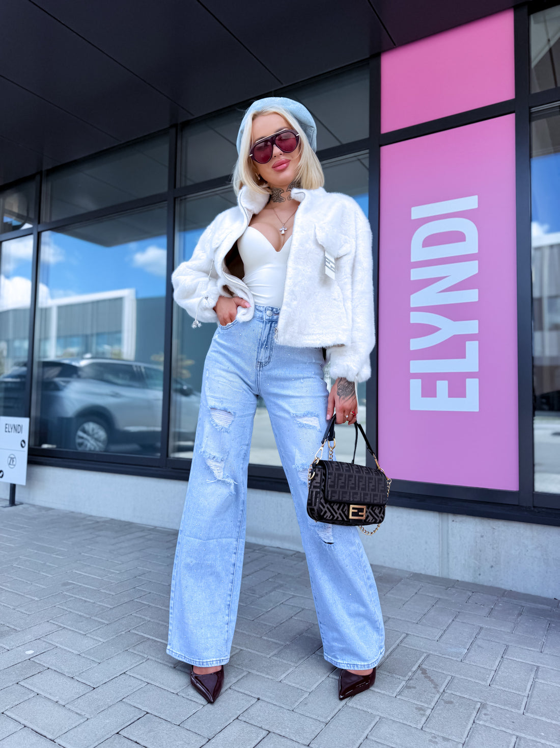Faux Fur Jacket "MONEY TALK" - Cream White
