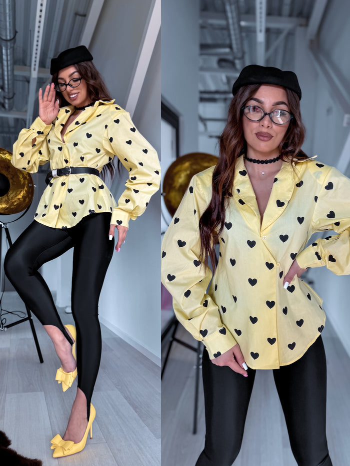 Medvilnės marškiniai "HONEY HEARTS" H13782 - GELTONA