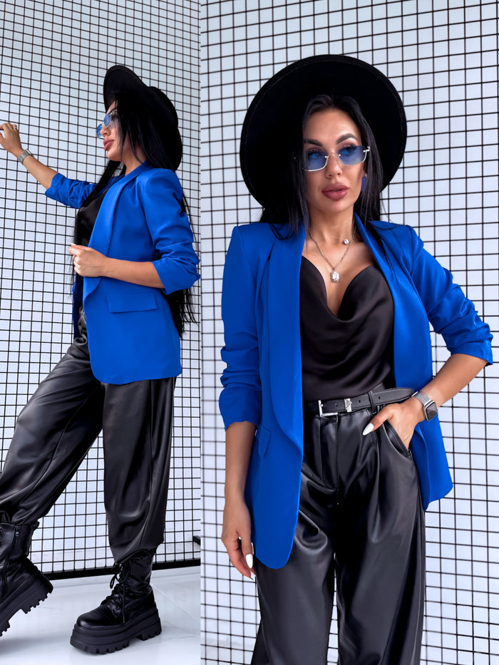 Dark blue, ONE SIZE jacket + black top 