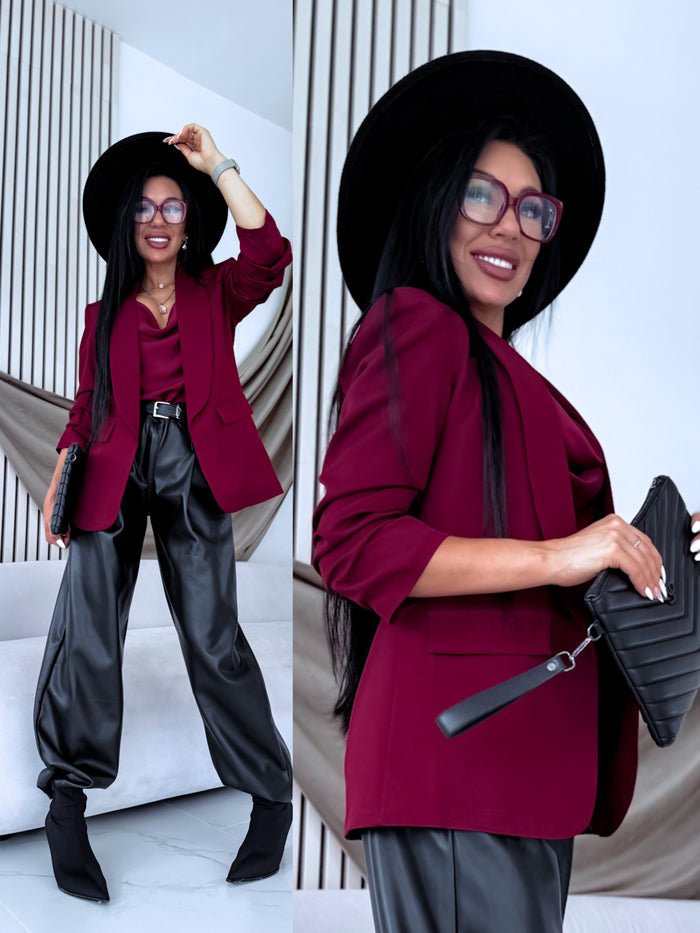 Burgundy, ONE SIZE jacket + burgundy top 