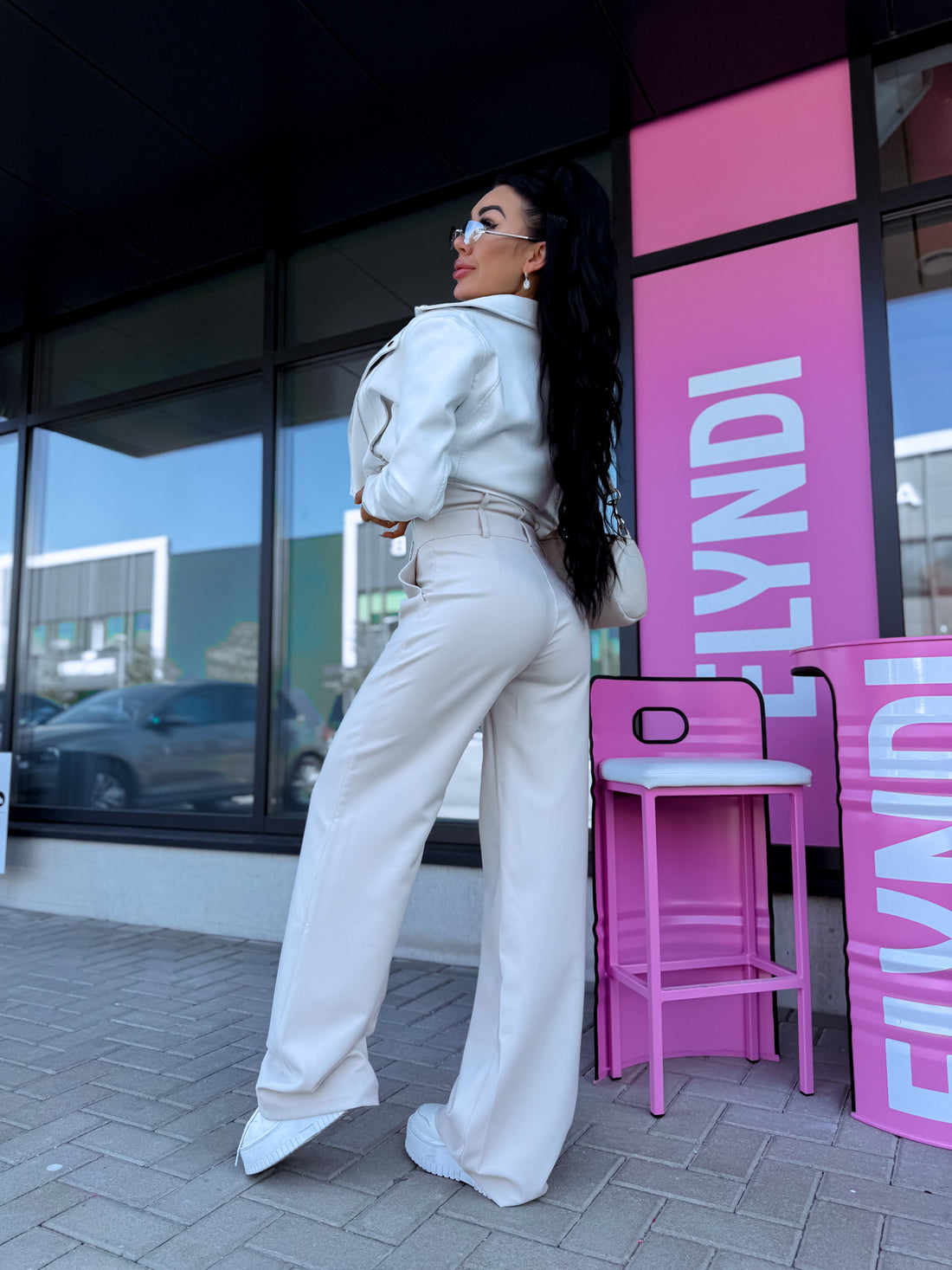 TRENDY, classic pants with buttons - LIGHT BEIGE