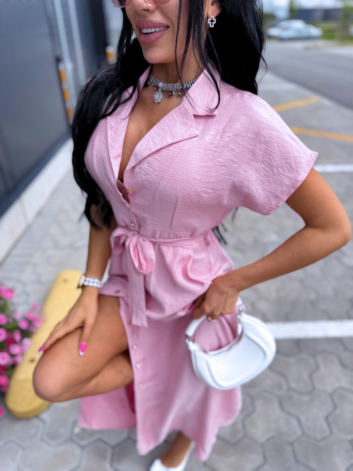 Dress + Belt "AURA DG88011" - SOFT PINK