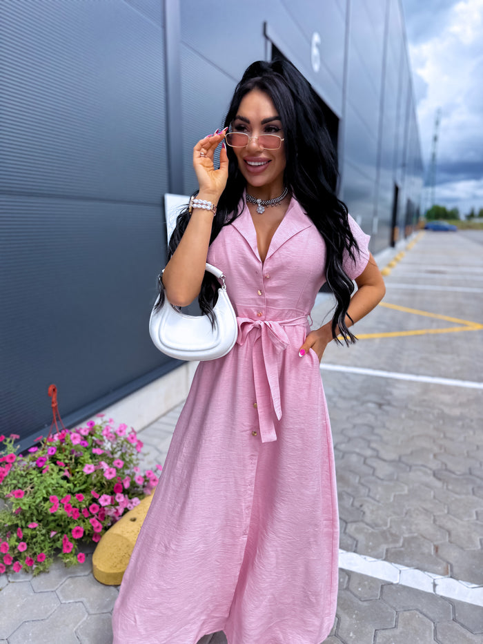 Dress + Belt "AURA DG88011" - SOFT PINK
