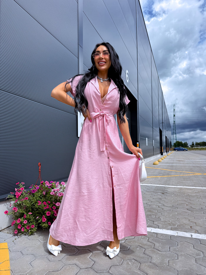 Dress + Belt "AURA DG88011" - SOFT PINK