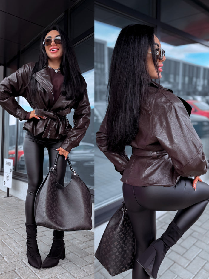 Faux leather jacket "DANGEROUS 16193" - CHOCO