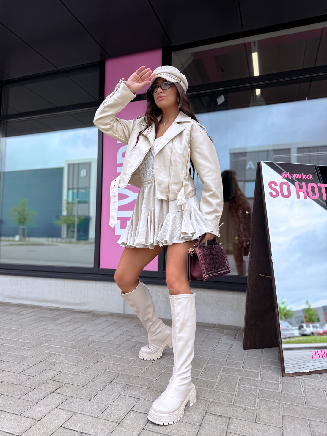 "OBSESSION" faux leather jacket S-6211 - LIGHT BEIGE