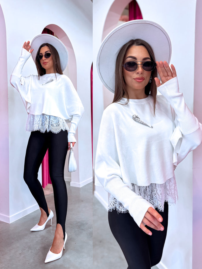 2-in-1 sweater + top "DOUBLE TAKE 5173L" - WHITE