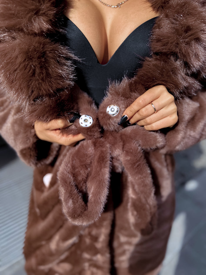Pūkuotas paltas "LUX MONT BLANC FL2270" - CHOCO