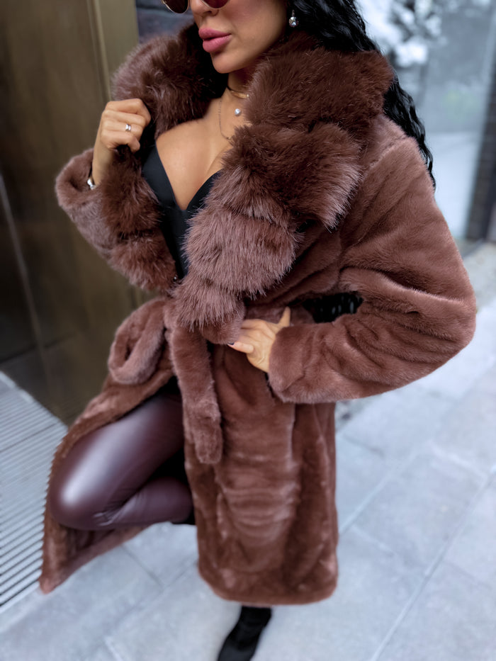 Pūkuotas paltas "LUX MONT BLANC FL2270" - CHOCO