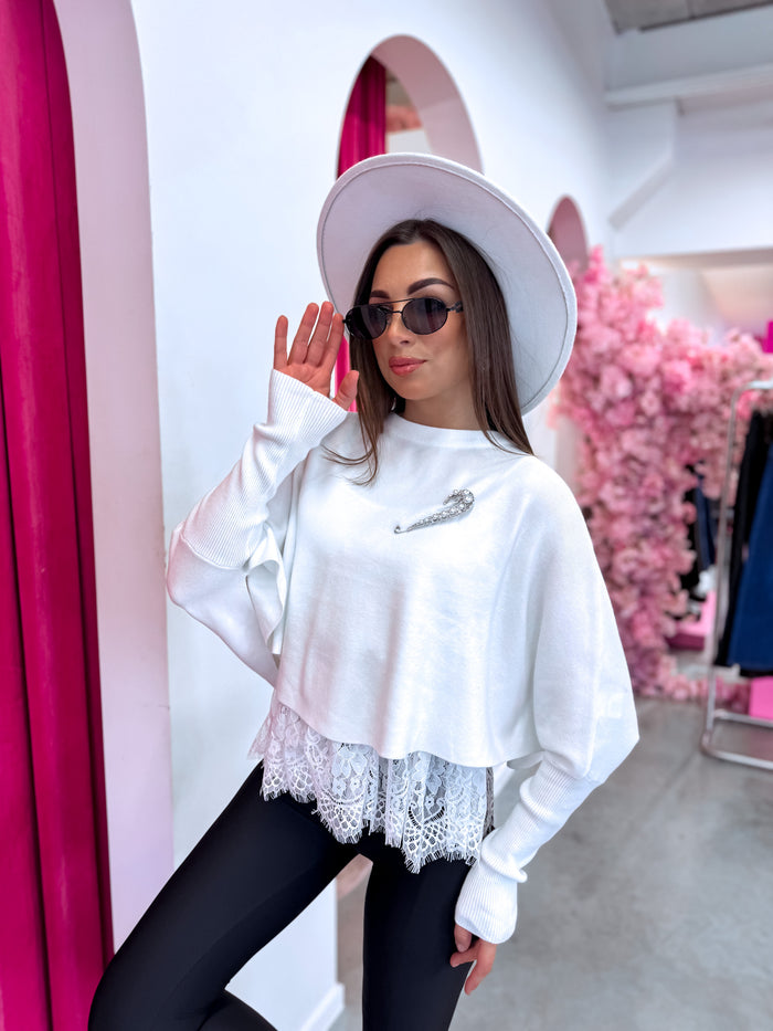 2-in-1 sweater + top "DOUBLE TAKE 5173L" - WHITE