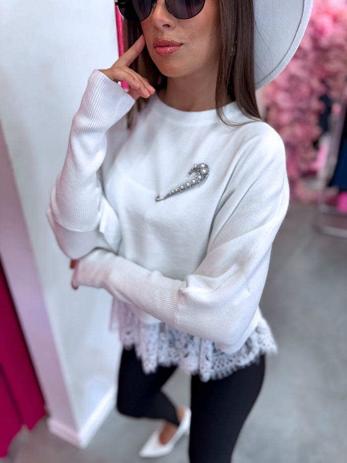 2-in-1 sweater + top "DOUBLE TAKE 5173L" - WHITE