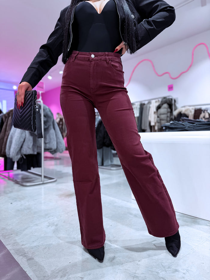 Extra long džinsa bikses "BURGUNDY MUSE" H986-17B