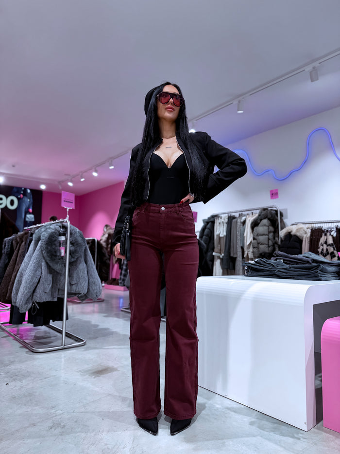 Extra long džinsa bikses "BURGUNDY MUSE" H986-17B