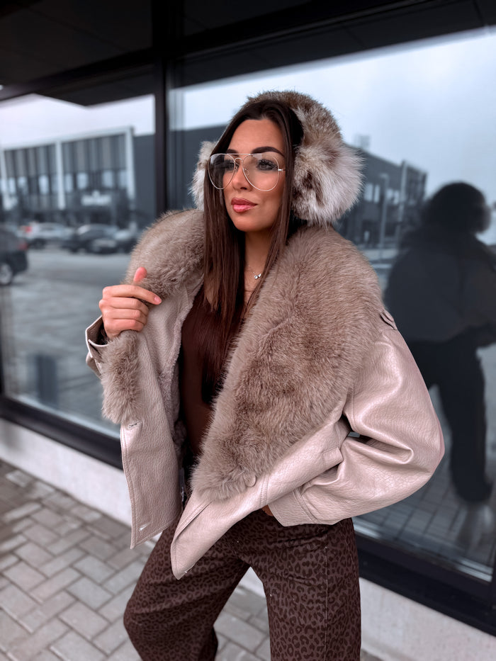 "LOST MOMENT CV2229" faux leather jacket - BEIGE