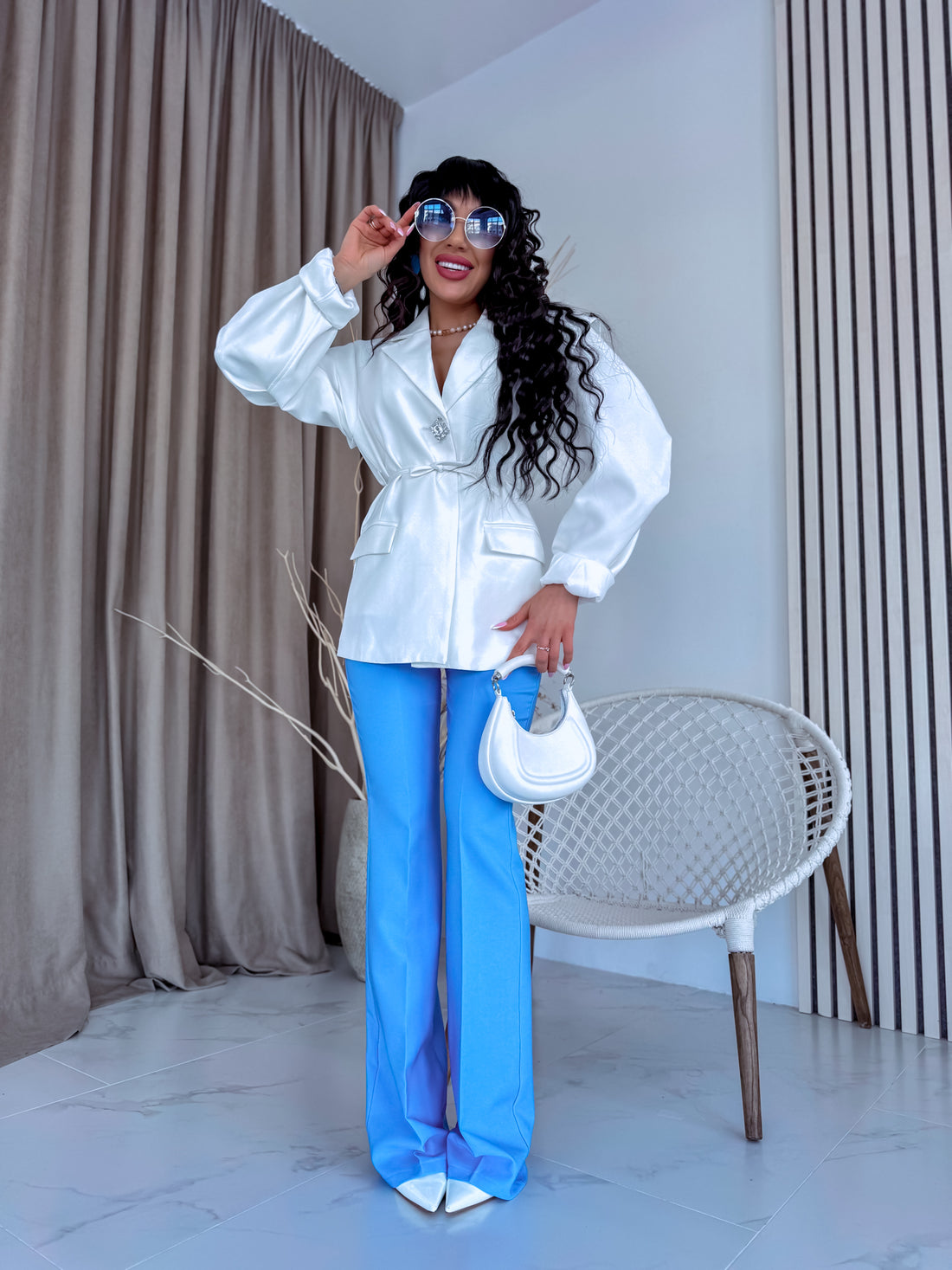 SKY BLUE fabric pants "TAYLOR"