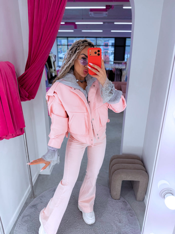 Platėjančios džinsinės kelnės "PURE PINK" 9505-9A