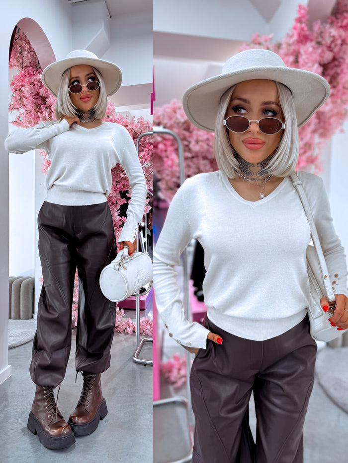 Turtleneck with buttons "GIRLS CLUB W2601" - BEIGE