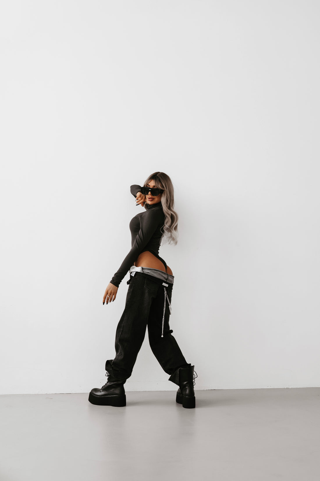 Dark Grey VIENTOŅA High-Neck Bodysuit H73 PRE-ORDER