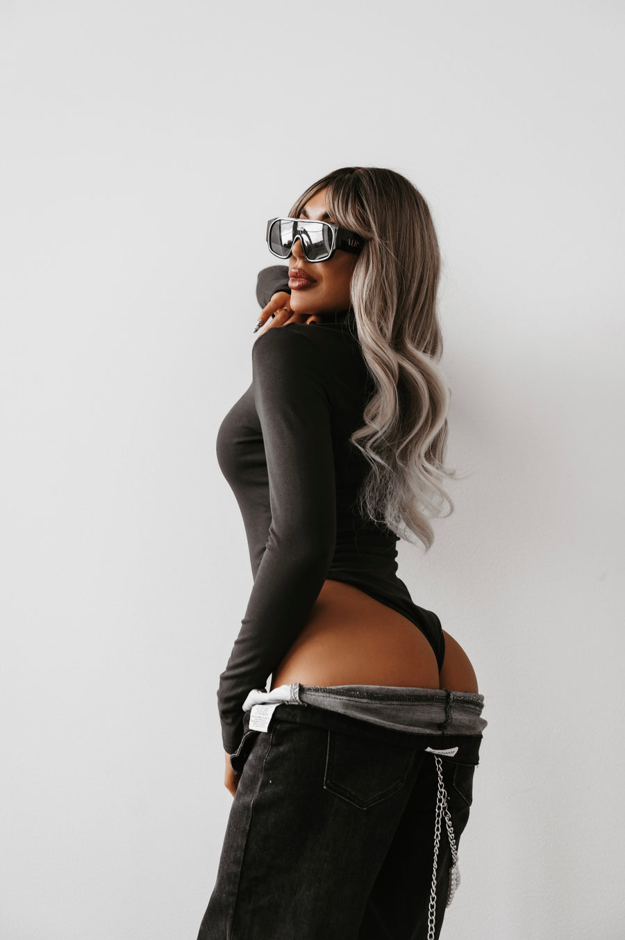 Dark Grey VIENTOŅA High-Neck Bodysuit H73 PRE-ORDER