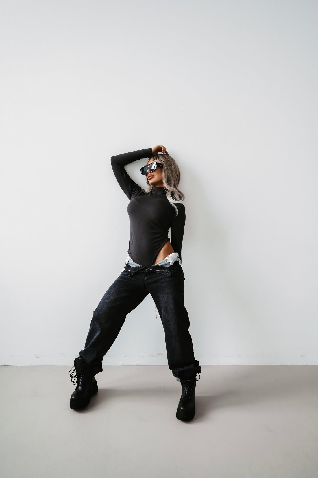 Dark Grey VIENTOŅA High-Neck Bodysuit H73 PRE-ORDER